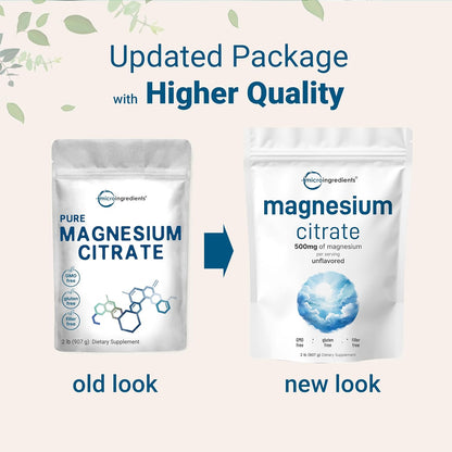 Magnesium Citrate Powder, 2lbs | Unflavored Magnesium Supplement | Relaxation and Nutrient Utilization | Easily Absorbed Formula | Non-GMO, Vegan, Gluten Free - PrimeBioHealth - canada supplements