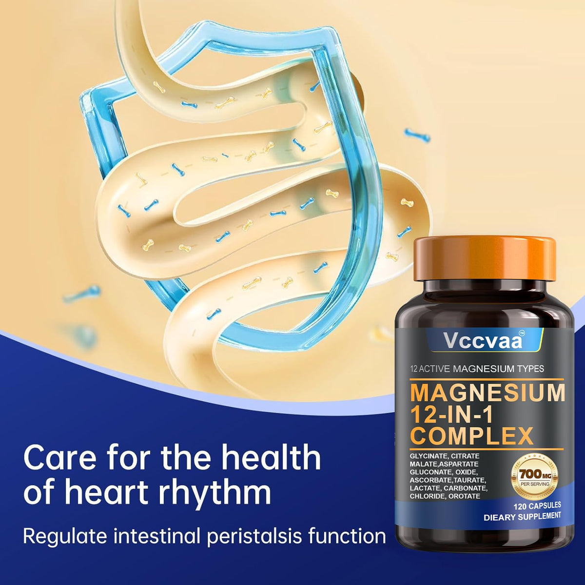 Magnesium Complex 700mg | 12-in-1 High Absorption Supplement | Glycinate, Citrate, Malate, Taurate & More | Sleep Support, Muscle Cramp Relief, Stress, Heart, Bone - PrimeBioHealth - canada supplements