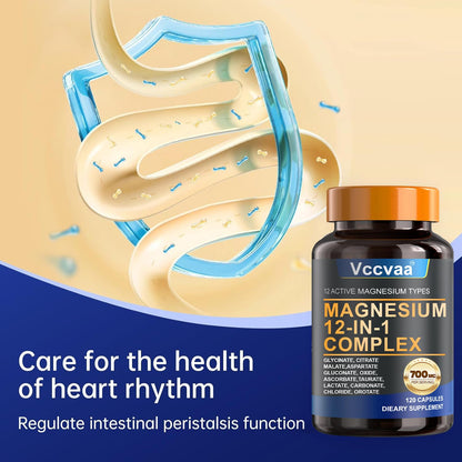 Magnesium Complex 700mg | 12-in-1 High Absorption Supplement | Glycinate, Citrate, Malate, Taurate & More | Sleep Support, Muscle Cramp Relief, Stress, Heart, Bone - PrimeBioHealth - canada supplements