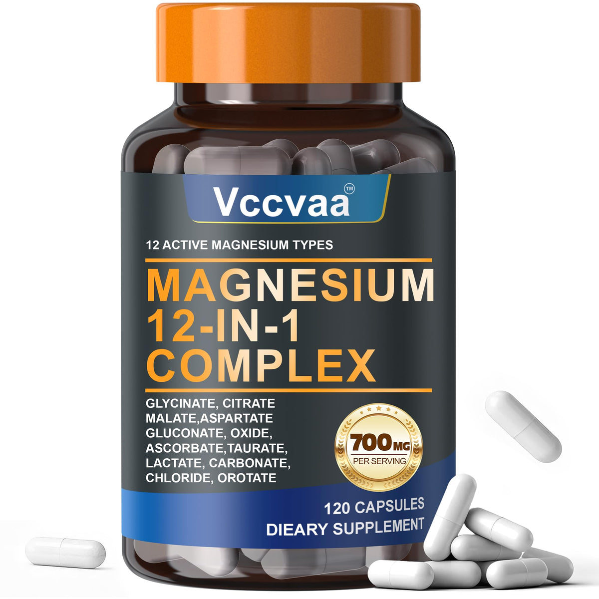 Magnesium Complex 700mg | 12-in-1 High Absorption Supplement | Glycinate, Citrate, Malate, Taurate & More | Sleep Support, Muscle Cramp Relief, Stress, Heart, Bone - PrimeBioHealth - canada supplements