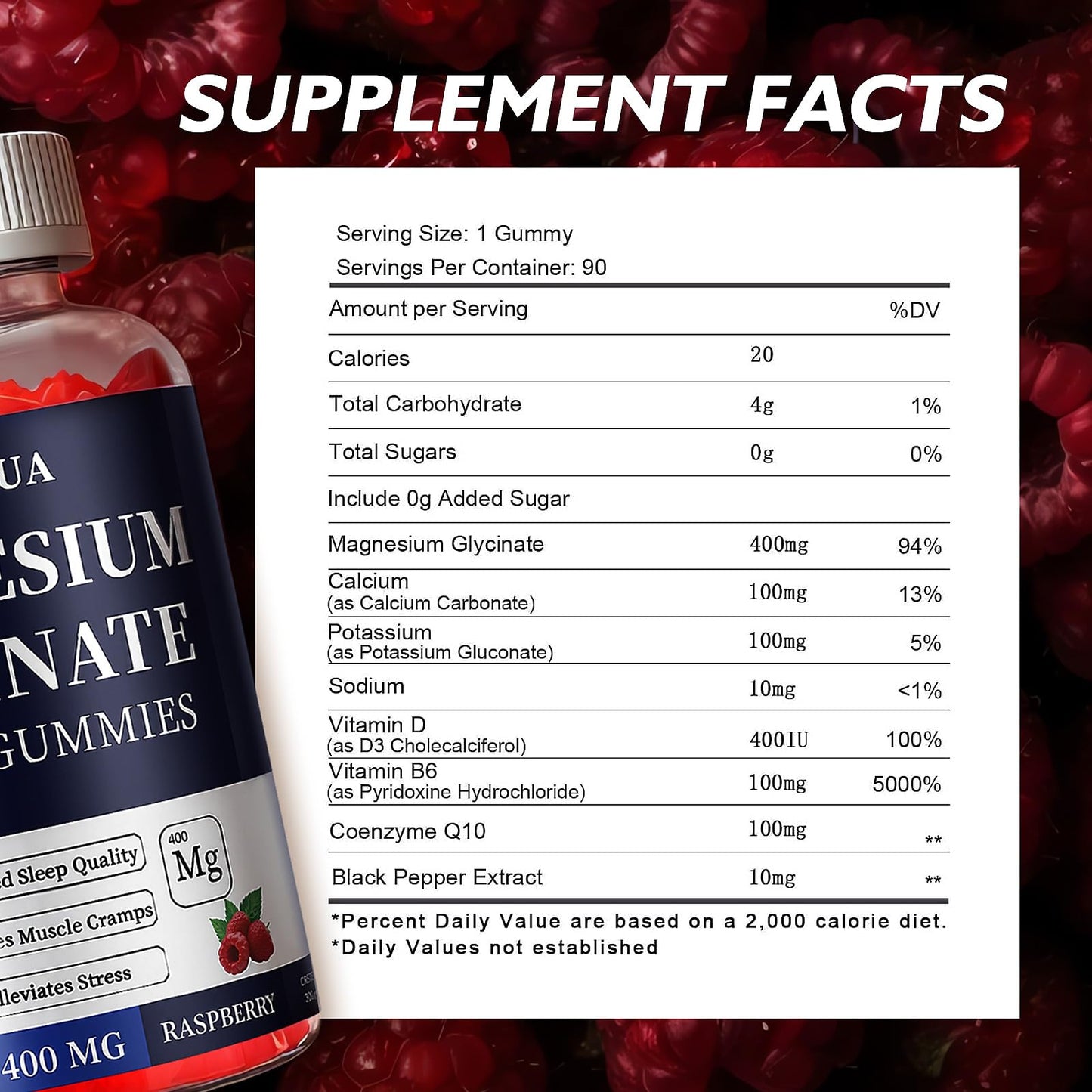 Magnesium Glycinate 400mg Gummies, Sugar Free Magnesium Gummies with Vitamins D, B6 for Sleep Support, - PrimeBioHealth - canada supplements