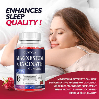 Magnesium Glycinate 400mg Gummies, Sugar Free Magnesium Gummies with Vitamins D, B6 for Sleep Support, - PrimeBioHealth - canada supplements