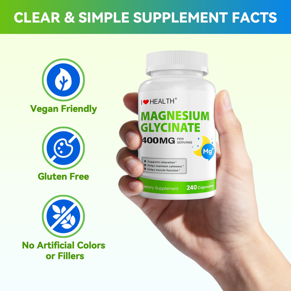 Magnesium Glycinate 400mg per Capsule – 240 Capsules – High Absorption Magnesium Supplement for Relaxation, Calmness & Muscle Support – Gentle on Stomach - PrimeBioHealth - canada supplements