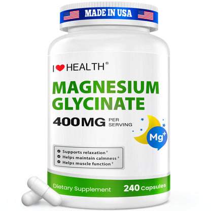 Magnesium Glycinate 400mg per Capsule – 240 Capsules – High Absorption Magnesium Supplement for Relaxation, Calmness & Muscle Support – Gentle on Stomach - PrimeBioHealth - canada supplements