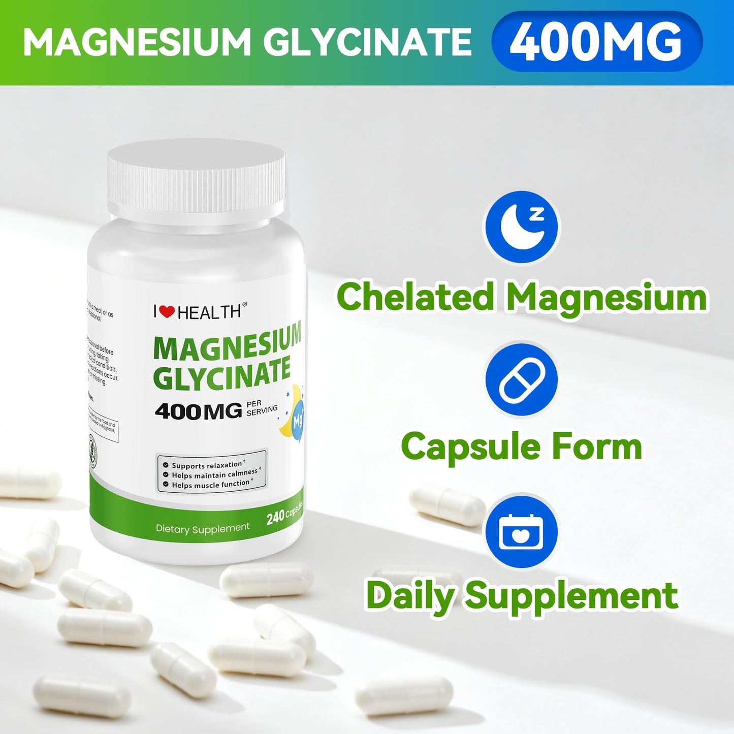 Magnesium Glycinate 400mg per Capsule – 240 Capsules – High Absorption Magnesium Supplement for Relaxation, Calmness & Muscle Support – Gentle on Stomach - PrimeBioHealth - canada supplements
