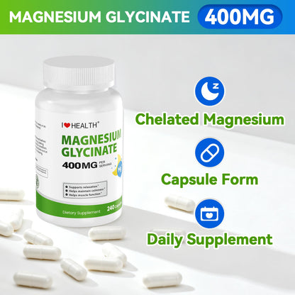 Magnesium Glycinate 400mg per Capsule – 240 Capsules – High Absorption Magnesium Supplement for Relaxation, Calmness & Muscle Support – Gentle on Stomach - PrimeBioHealth - canada supplements
