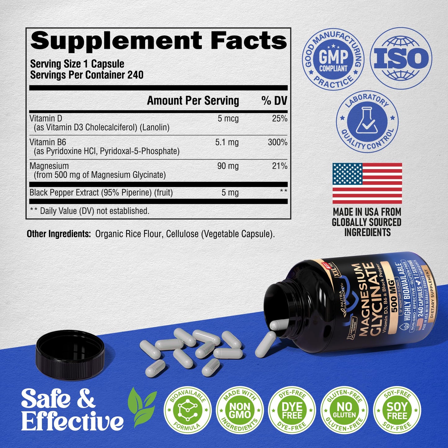 Magnesium Glycinate 500 mg - Chelated Supplement - High Absorption Form of Magnesium - Support for Sleep, Muscle & Heart Health - PrimeBioHealth - canada supplements
