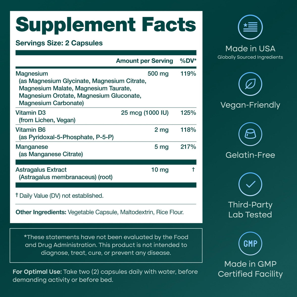 Magnesium Glycinate Complex (7-in-1) 500mg with D3 & B6 P5P - Multi-Form Blend with Glycinate, Citrate, Malate, Taurate, Gluconate, Carbonate, & Orotate - PrimeBioHealth - canada supplements