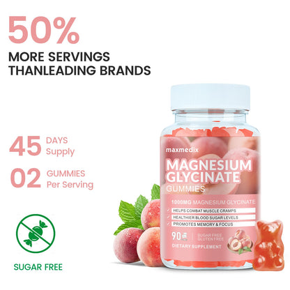 Magnesium Glycinate Gummies 1000mg, Sugar Free Magnesium Potassium Supplements Chewable for Adults with L-Threonate for Sleep - PrimeBioHealth - canada supplements
