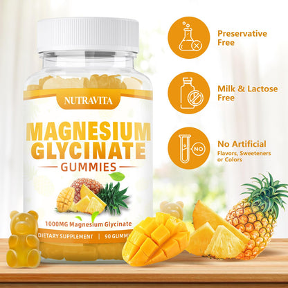 Magnesium Glycinate Gummies 1000mg with Magnesium L-Threonate,Chelated Magnesium Potassium Complex Supplement with VitD, B6, CoQ10, Calcium,Supports for Memory, Calm, - PrimeBioHealth - canada supplements