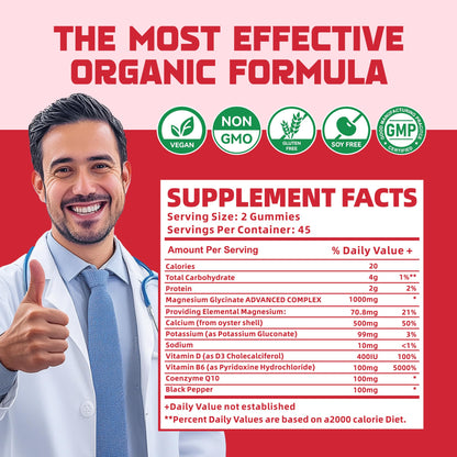 Magnesium Glycinate Gummies 1000mg with Magnesium L-Threonate,Chelated Magnesium Potassium Complex Supplement with VitD, B6, CoQ10, Calcium,Supports for Memory - PrimeBioHealth - canada supplements