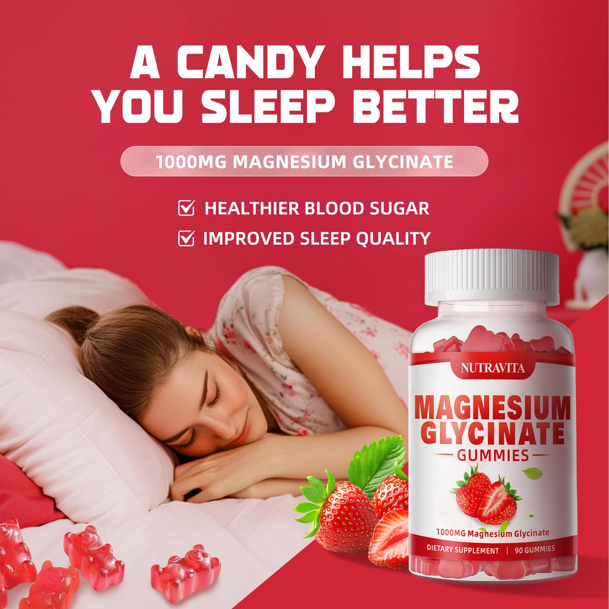 Magnesium Glycinate Gummies 1000mg with Magnesium L-Threonate,Chelated Magnesium Potassium Complex Supplement with VitD, B6, CoQ10, Calcium,Supports for Memory - PrimeBioHealth - canada supplements