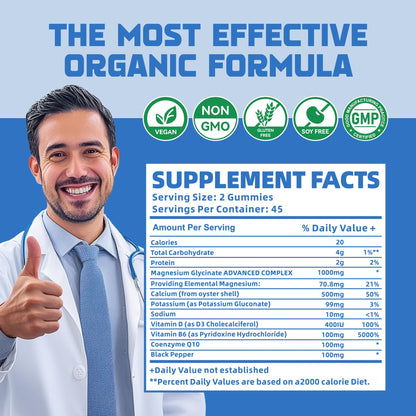 Magnesium Glycinate Gummies 1000mg with Magnesium L-Threonate,Chelated Magnesium Potassium Complex Supplement with VitD, B6, CoQ10, Calcium,Supports for Memory - PrimeBioHealth - canada supplements