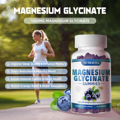 Magnesium Glycinate Gummies 1000mg with Magnesium L-Threonate,Chelated Magnesium Potassium Complex Supplement with VitD, B6, CoQ10, Calcium,Supports for Memory - PrimeBioHealth - canada supplements