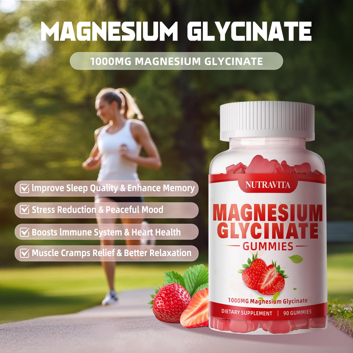 Magnesium Glycinate Gummies 1000mg with Magnesium L-Threonate,Chelated Magnesium Potassium Complex Supplement with VitD, B6, CoQ10, Calcium,Supports for Memory - PrimeBioHealth - canada supplements