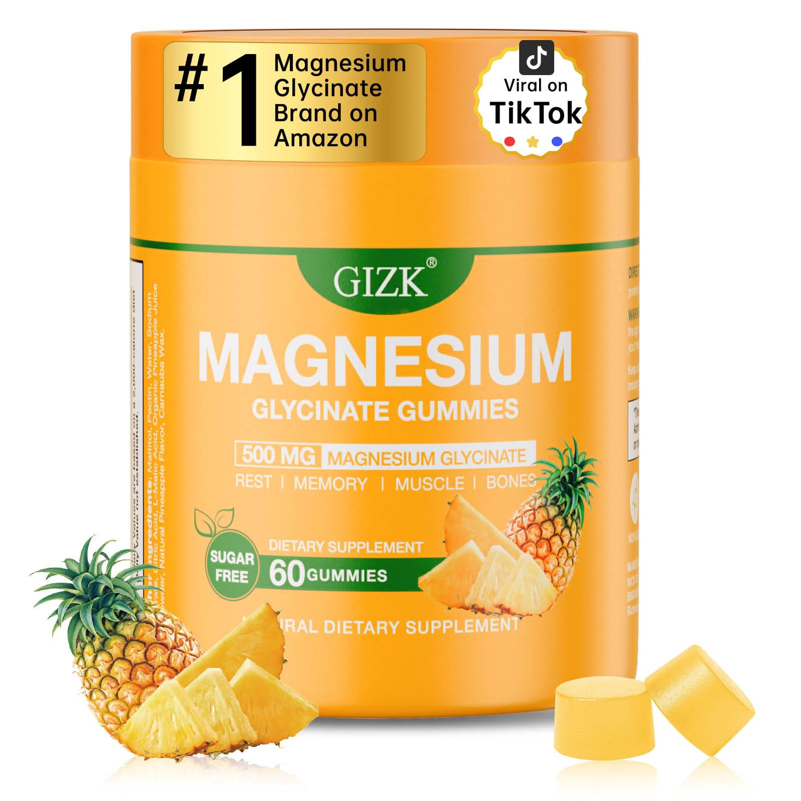 Magnesium Glycinate Gummies 500mg – Sugar Free Magnesium Gummies for Sleep, Stress, Muscle & Nerve Support – for Adults & Kids 4+, Vegan, - PrimeBioHealth - canada supplements
