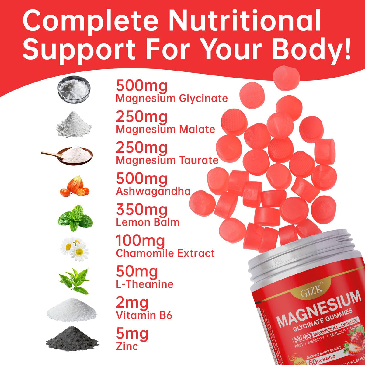 Magnesium Glycinate Gummies 500mg – Sugar Free Magnesium Gummies with L-Theanine - Sleep, Calm, Stress Relief for Adults & Kids 4+ - PrimeBioHealth - canada supplements