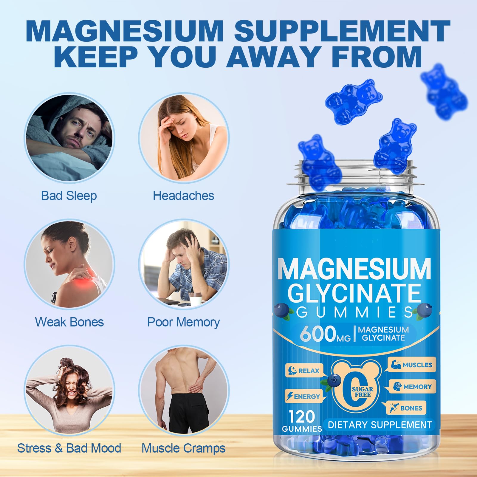Magnesium Glycinate Gummies 600mg, Chewable Sugar Free Potassium Magnesium Gummies with Manganese Glycinate, Vitamin D, B6, and CoQ10 for Calm Suppor - PrimeBioHealth - canada supplements