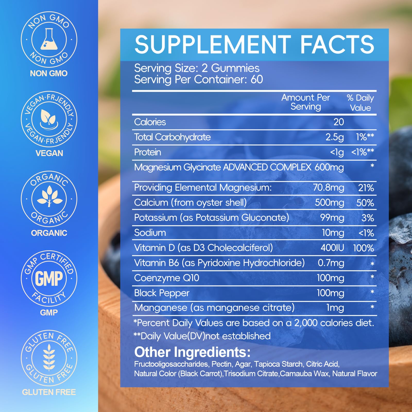 Magnesium Glycinate Gummies 600mg, Chewable Sugar Free Potassium Magnesium Gummies with Manganese Glycinate, Vitamin D, B6, and CoQ10 for Calm Suppor - PrimeBioHealth - canada supplements