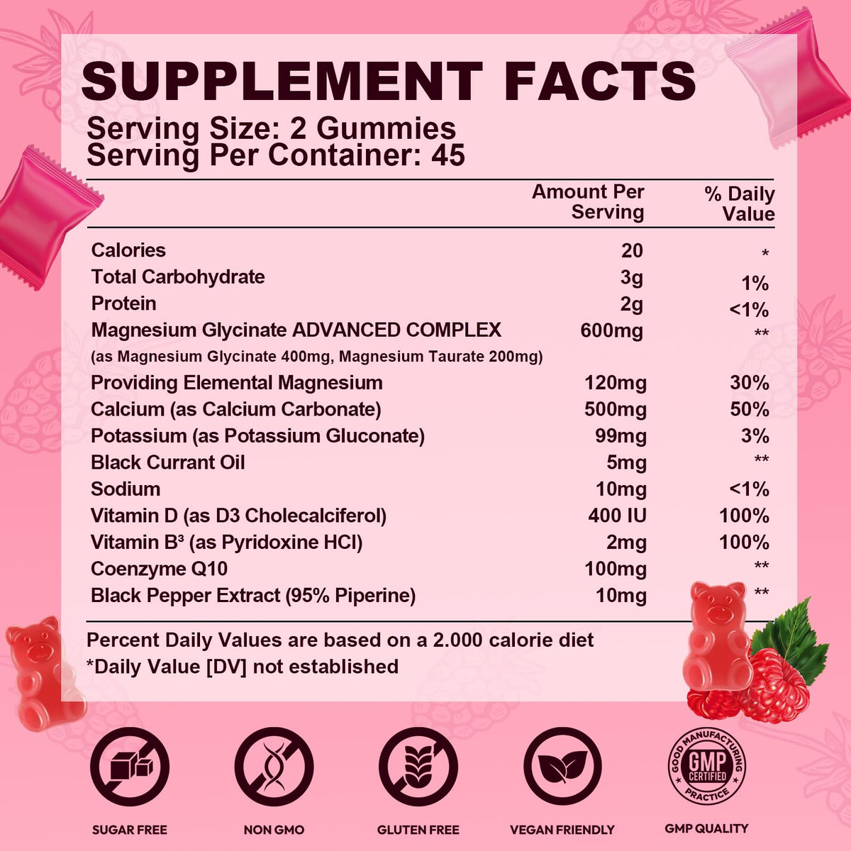 Magnesium Glycinate Gummies 600mg, High Absorption Magnesium Complex, Sugar Free Chewables Gummies with VitaminD & B6 - PrimeBioHealth - canada supplements
