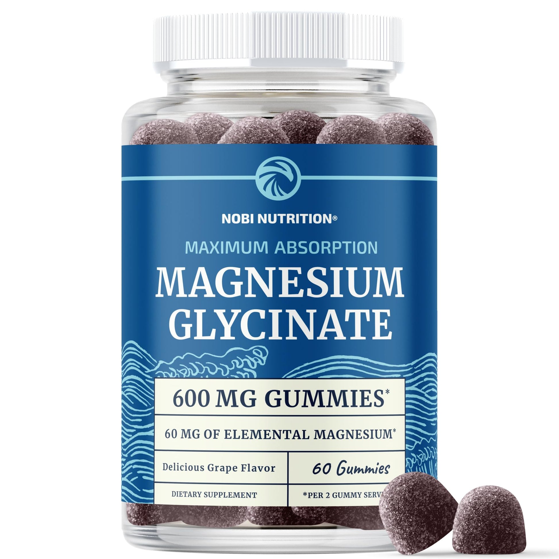 Magnesium Glycinate Gummies 600MG | Sleep, Calm & Relaxation Support | 60MG Elemental Mag Per Serving | Grape Flavor, Gluten-Free | High Absorption Magnesium Gummies for Women, Men & Family | 60 Ct - PrimeBioHealth - canada supplements
