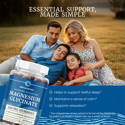 Magnesium Glycinate Gummies 600MG | Sleep, Calm & Relaxation Support | 60MG Elemental Mag Per Serving | Grape Flavor, Gluten-Free | High Absorption Magnesium Gummies for Women, Men & Family | 60 Ct - PrimeBioHealth - canada supplements