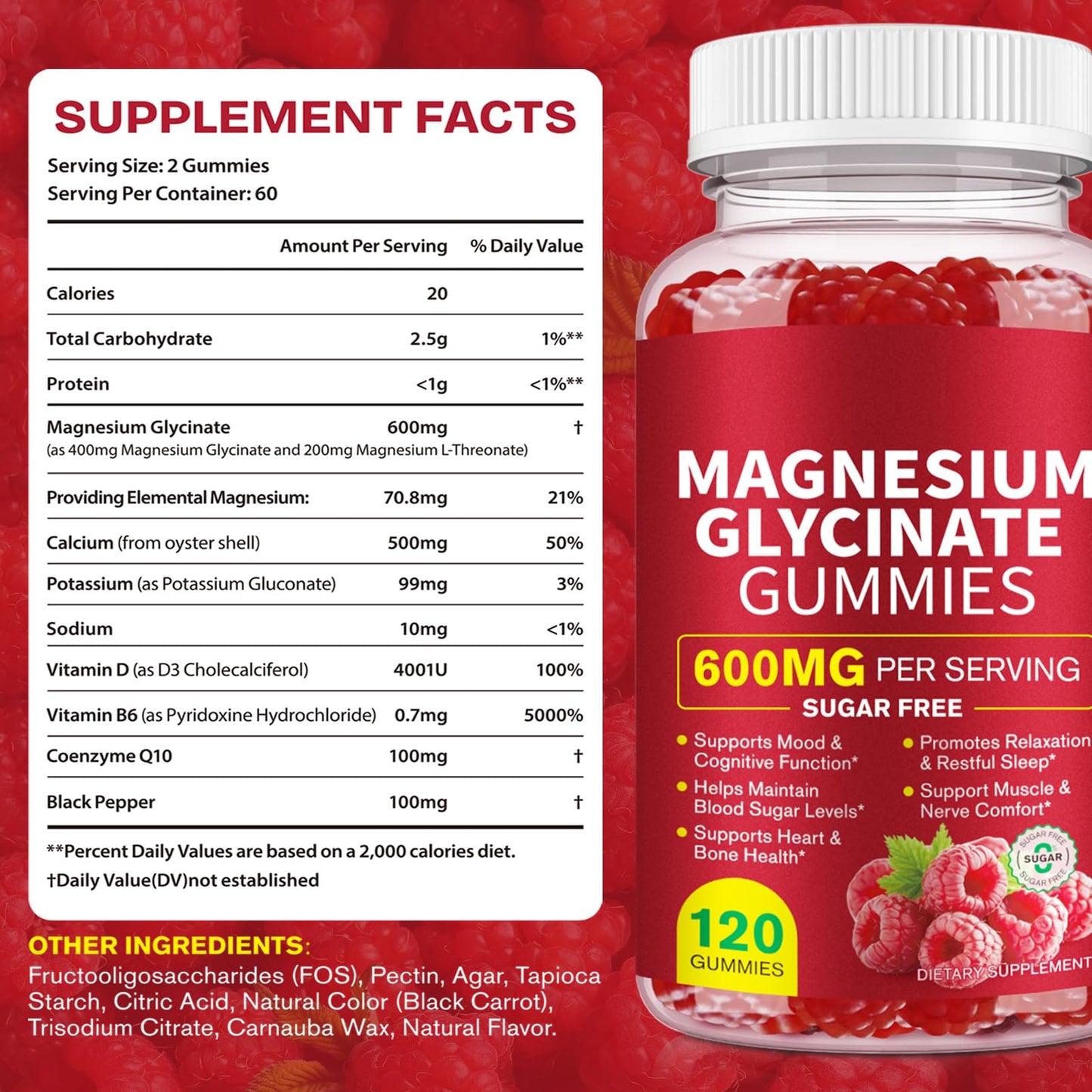Magnesium Glycinate Gummies 600mg – Sugar-Free High Absorption Magnesium with L-Threonate, Supports Relaxation, Calm & Restful Sleep, - PrimeBioHealth - canada supplements