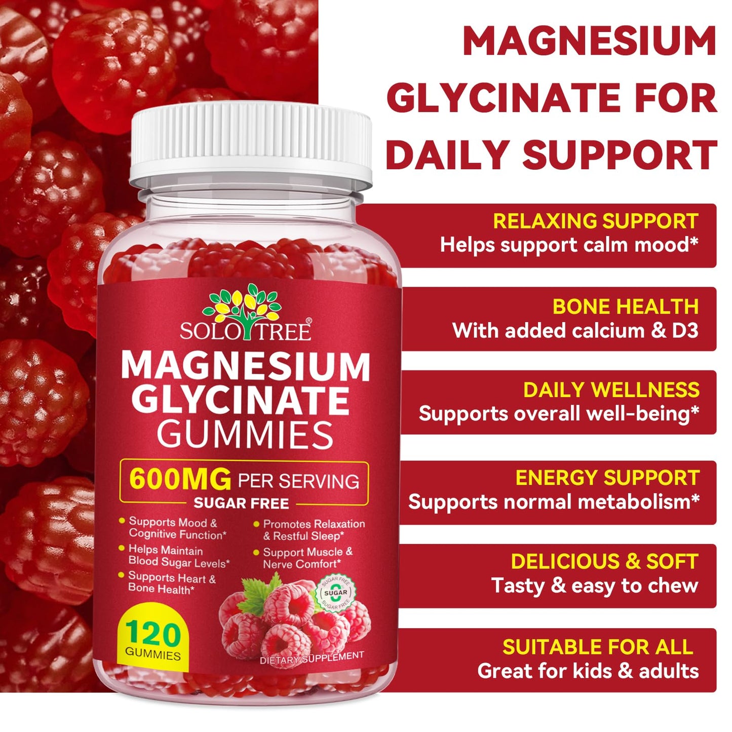 Magnesium Glycinate Gummies 600mg – Sugar-Free High Absorption Magnesium with L-Threonate, Supports Relaxation, Calm & Restful Sleep, - PrimeBioHealth - canada supplements