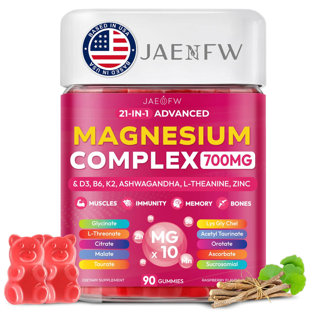 Magnesium Glycinate Gummies 700MG - 21-in-1 Advanced Magnesium Supplement with Ashwagandha, L-Theanine, Zinc, Vitamin - Sugar Free Magnesium Gummies for zzZ - PrimeBioHealth - canada supplements