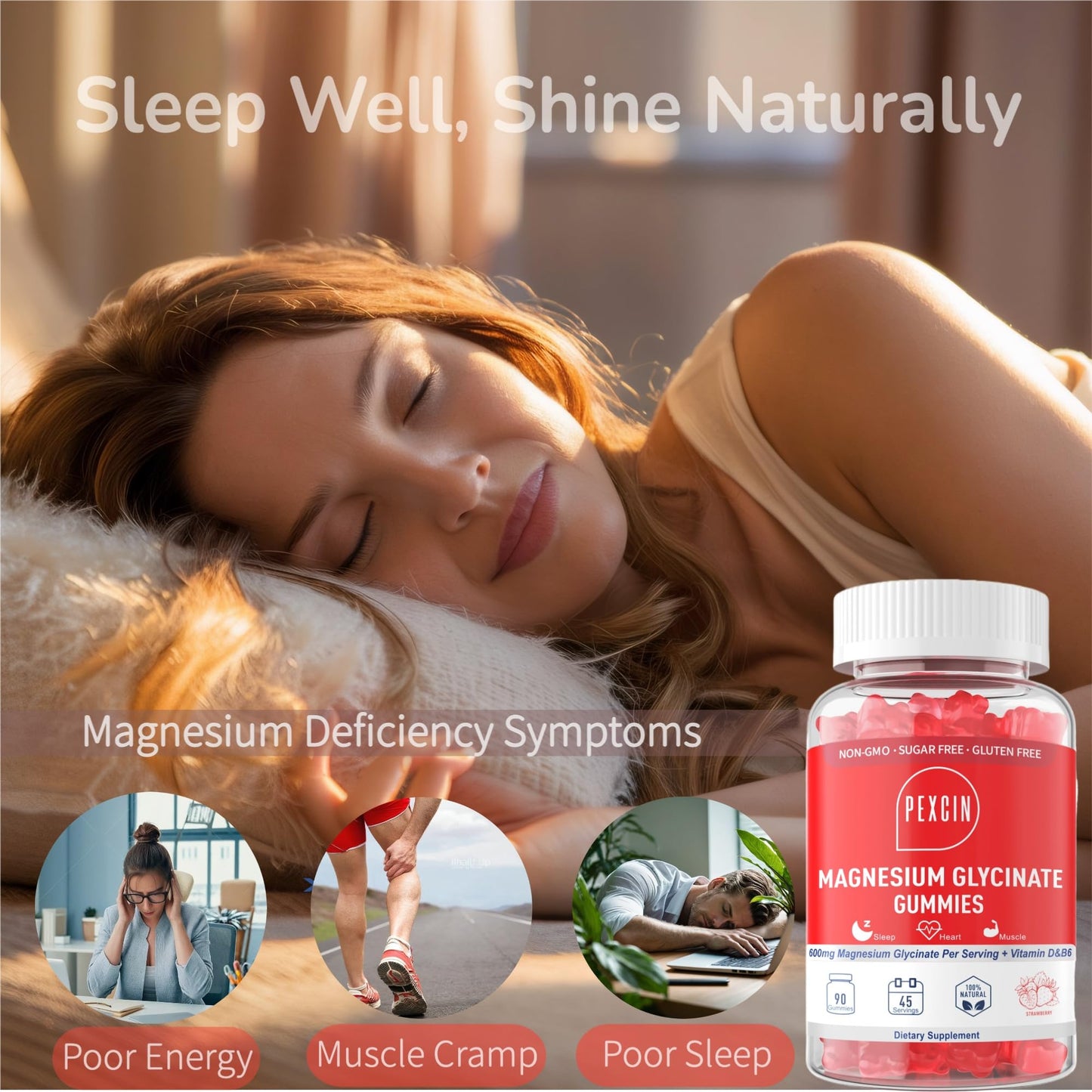 Magnesium Glycinate Gummies for Adults & Kids, 1000mg High Absorption Magnesium Complex Supplement, Sugar Free with Potassium,Vitamins for Calm, Sleep Supprt - PrimeBioHealth - canada supplements