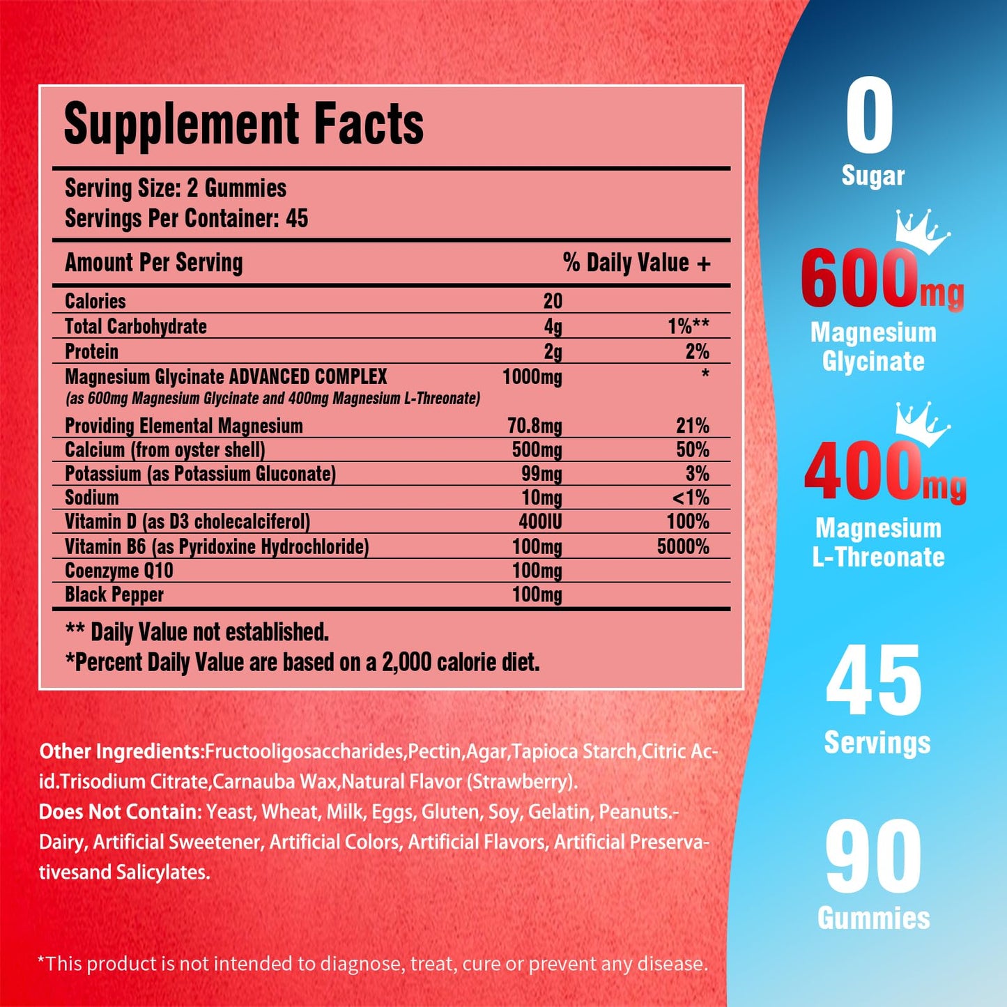 Magnesium Glycinate Gummies for Adults & Kids, 1000mg High Absorption Magnesium Complex Supplement, Sugar Free with Potassium,Vitamins for Calm, Sleep Supprt - PrimeBioHealth - canada supplements
