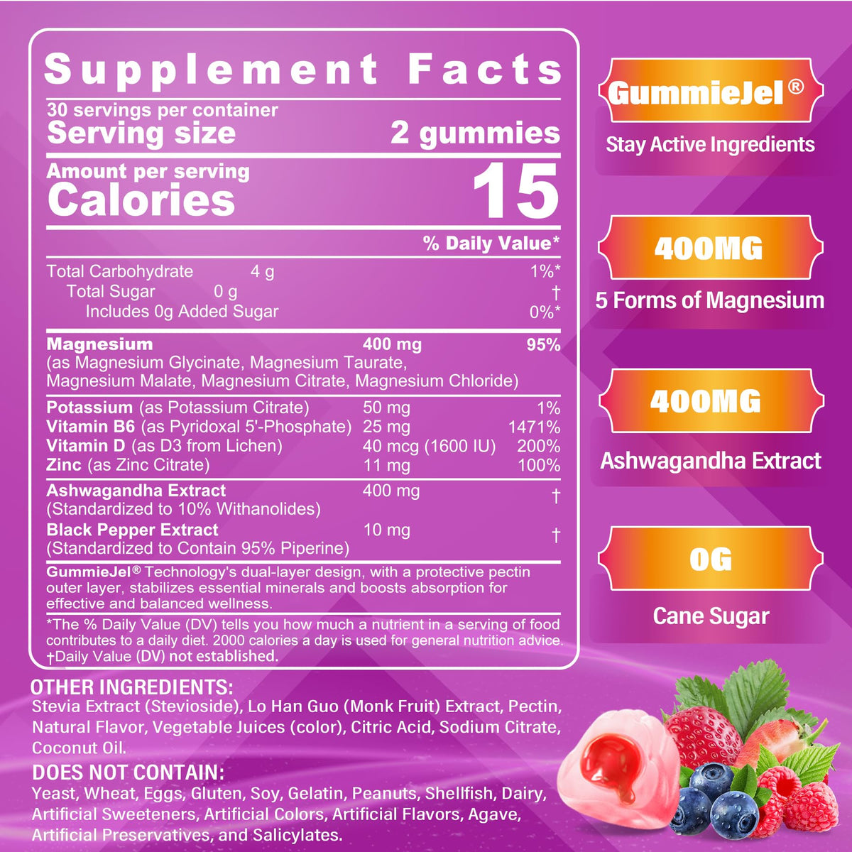 Magnesium Gummies 400mg | 5-in-1 Magnesium Complex for Women & Men: Mag Glycinate, Citrate, Malate, Chloride & Taurate | w/Ashwagandha, D3 & Zinc for Relaxtion, - PrimeBioHealth - canada supplements