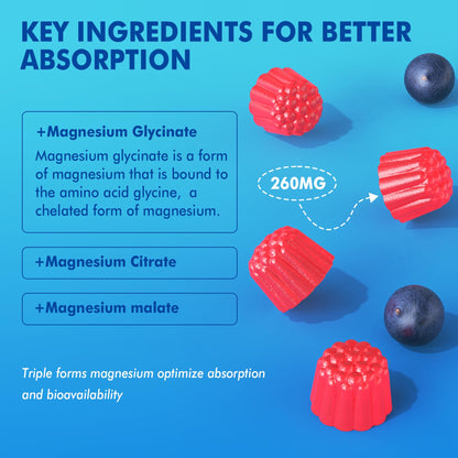 Magnesium Gummies - Triple Magnesium Complex, Magnesium Glycinate Gummies | Magnesium Glycinate, Malate, Citrate w/ D3 B6 B12, for Calm - PrimeBioHealth - canada supplements