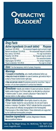 MagniLife Bladder Relief Tablets (125 Ct), Fast-Dissolving Homeopathic Support for Overactive Bladder, Leaks from Sneezing, Coughing or Movement, Daily Use Formula Safe for Men & Women - PrimeBioHealth - canada supplements