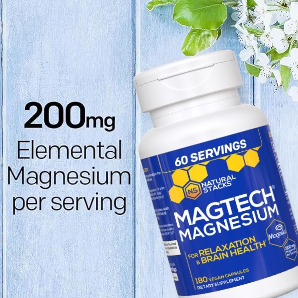 MagTech Magnesium Supplement - 3 Forms of Magnesium: Magtein L-Threonate, Glycinate & Taurate - 200mg Chelated Magnesium Complex - PrimeBioHealth - canada supplements