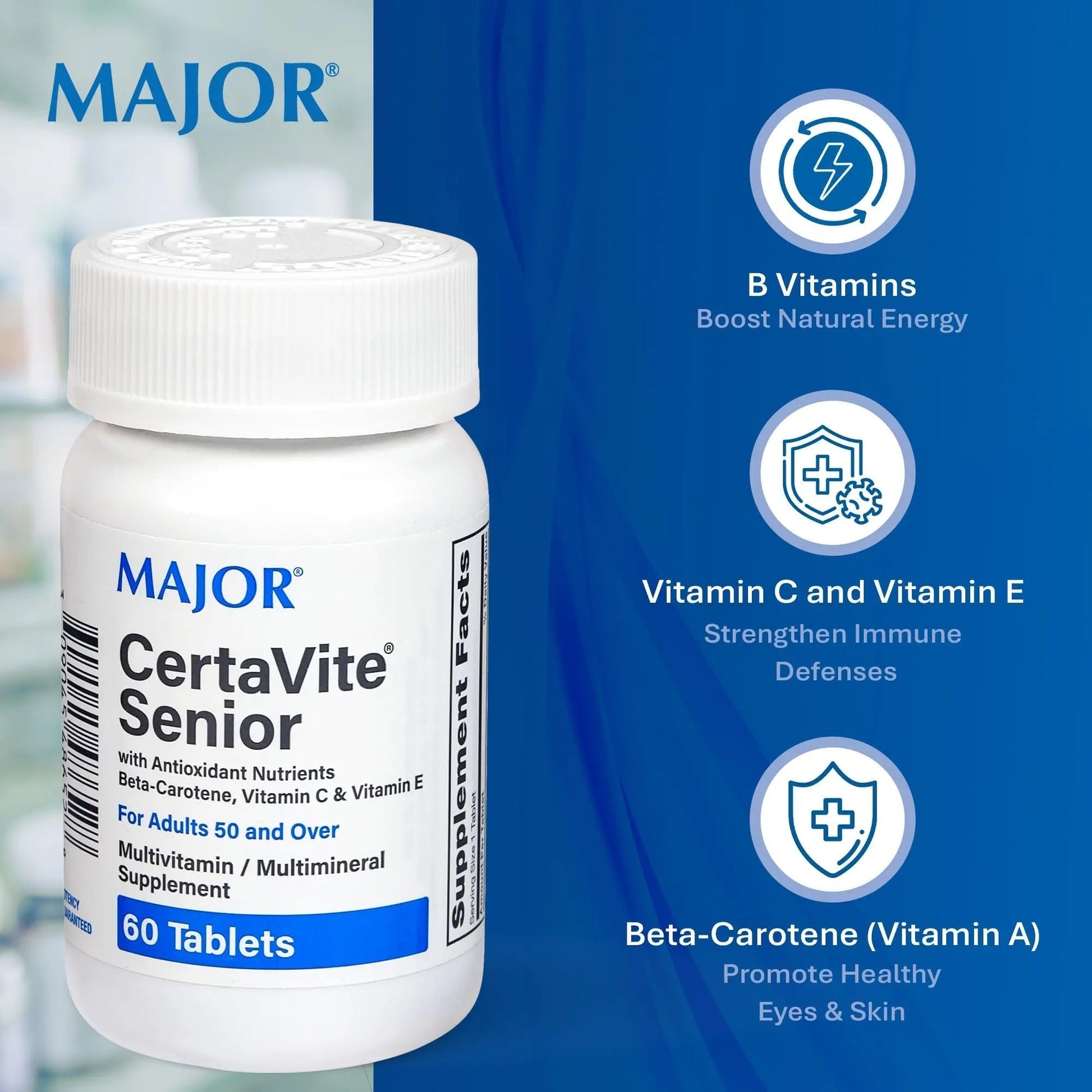 MAJOR CertaVite Senior Multivitamin with Antioxidants – Multivitamin for Women and Men with Beta-Carotene, Iron - PrimeBioHealth - canada supplements
