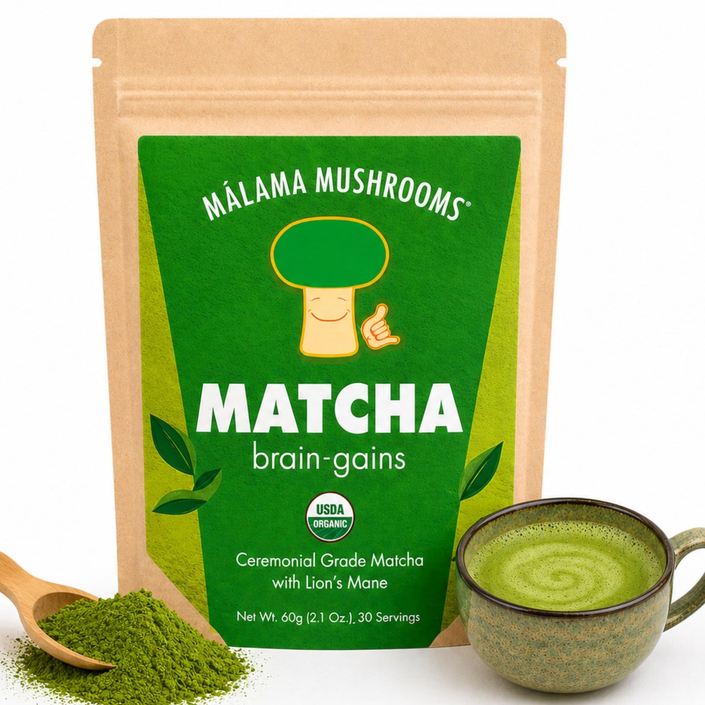 Malama Ceremonial Grade Matcha Powder - Premium Japanese Matcha Green Tea Powder with Organic Lion’s Mane Extract - Organic, Gluten-Free, Vegan, & Unsweetened (2.1 oz) for Energy & Focus - PrimeBioHealth - canada supplements