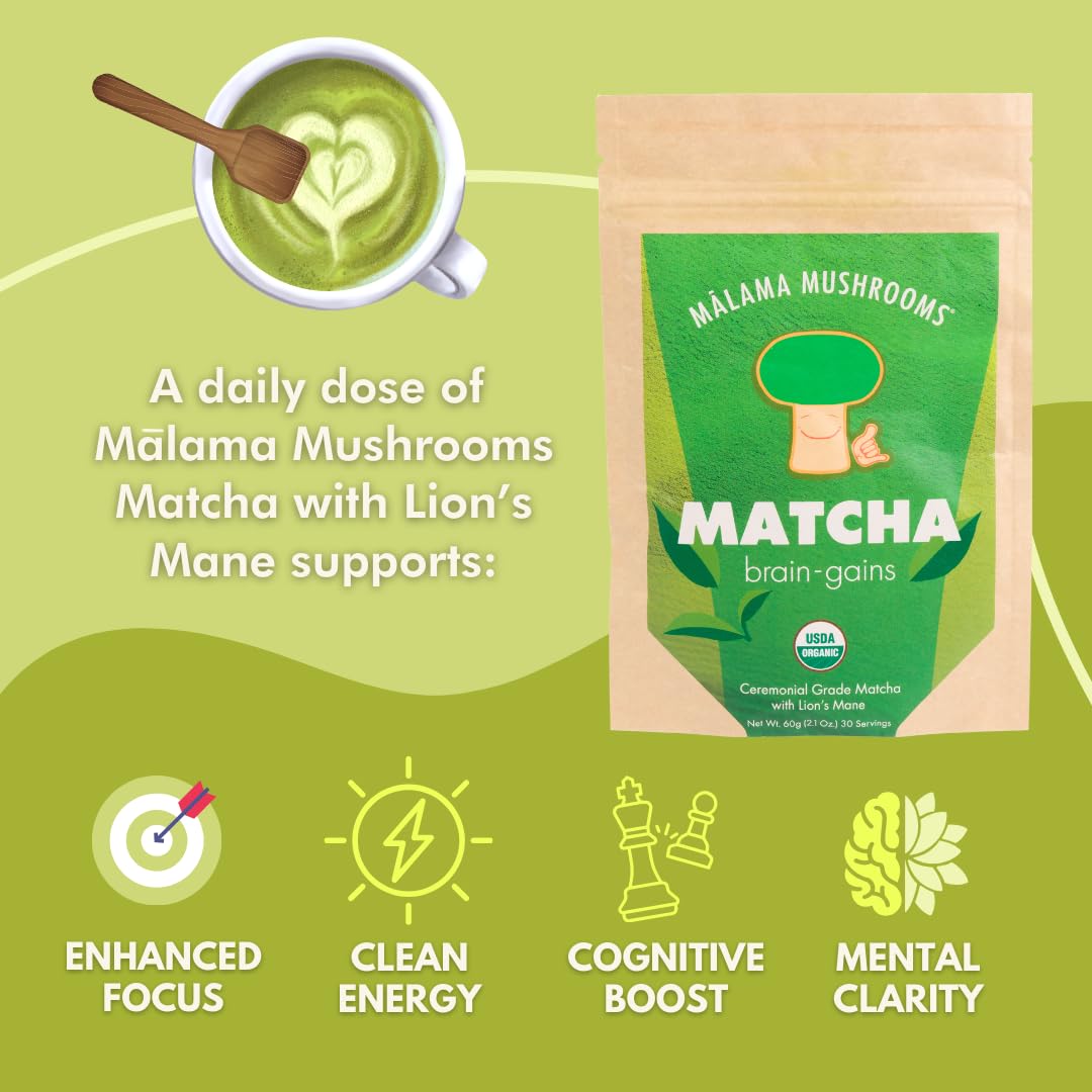 Malama Matcha Powder Duo Bundle – Ceremonial Grade Matcha Original & Coconut Latte Powders with Organic Lion’s Mane – Premium Japanese Green Tea | Organic, Gluten-Free & Vegan for Energy & Focus - PrimeBioHealth - canada supplements