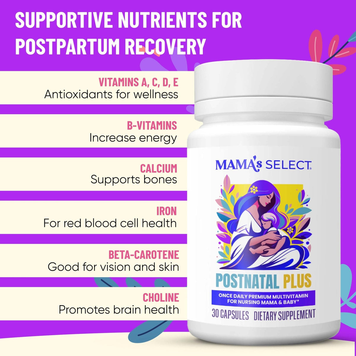 Mama's Select Postnatal Vitamins – Boosts Hair Recovery, Milk Supply, & Wellness – Allergen-Free, Vegan, MTHFR Friendly, Methylated Folate & B Vitamins, - PrimeBioHealth - canada supplements