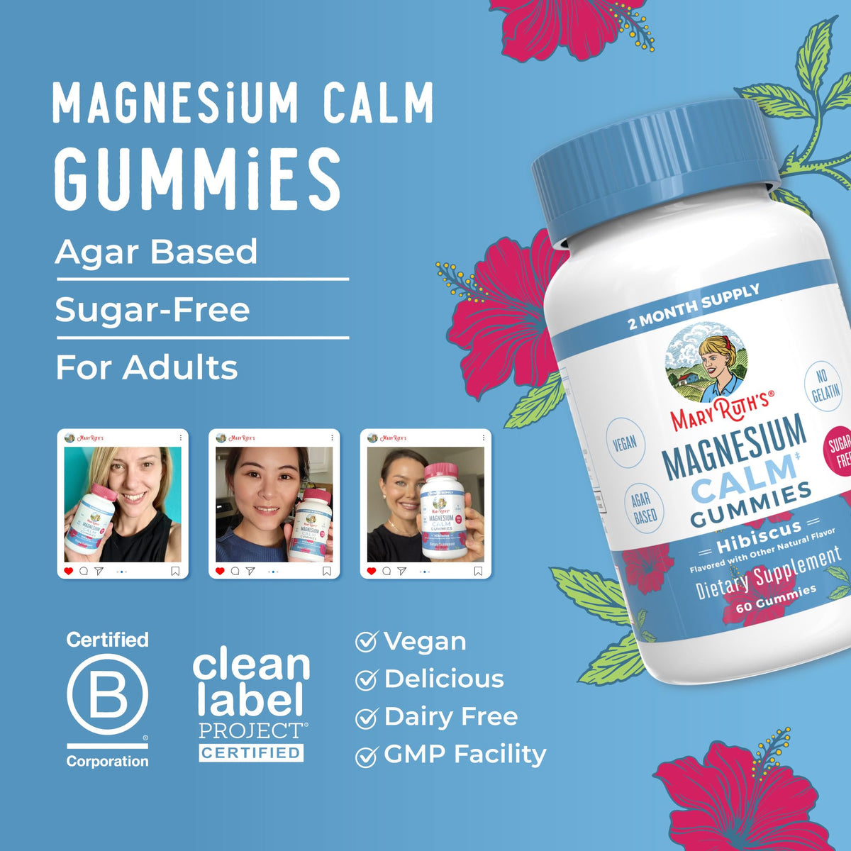 MaryRuth Organics Calm Magnesium Citrate Gummies | 2 Month Supply | Sugar Free | Magnesium Supplement for Adults - PrimeBioHealth - canada supplements