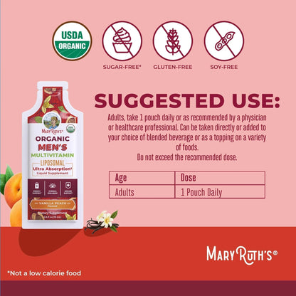 MaryRuth Organics Multivitamin for Men | USDA Organic | Sugar Free Mens Multivitamin Liposomal | Liquid Vitamins for Men | - PrimeBioHealth - canada supplements