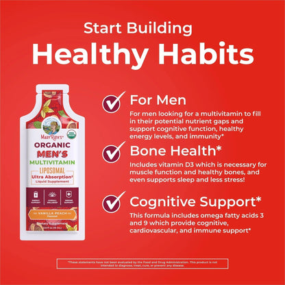MaryRuth Organics Multivitamin for Men | USDA Organic | Sugar Free Mens Multivitamin Liposomal | Liquid Vitamins for Men | - PrimeBioHealth - canada supplements