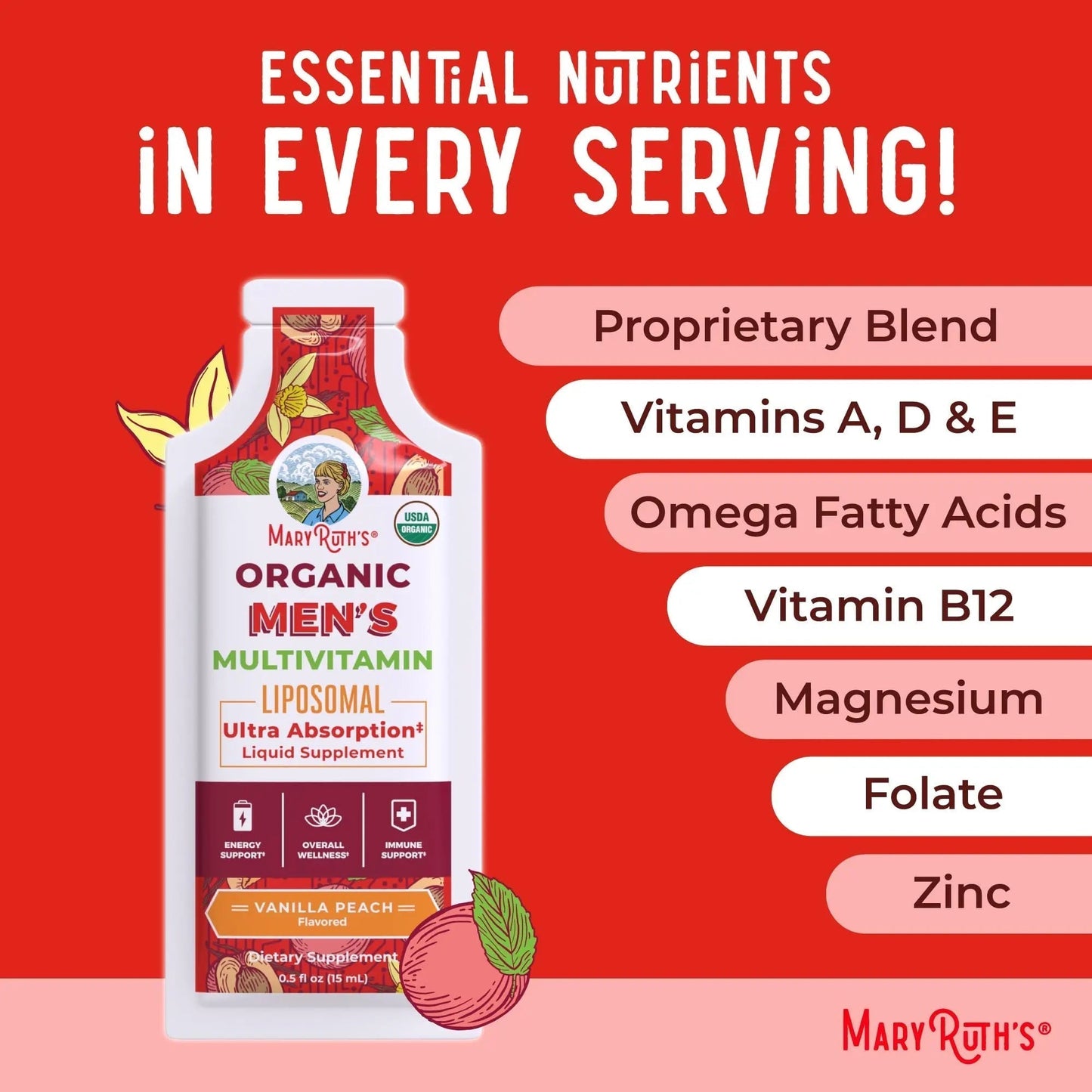 MaryRuth Organics Multivitamin for Men | USDA Organic | Sugar Free Mens Multivitamin Liposomal | Liquid Vitamins for Men | - PrimeBioHealth - canada supplements