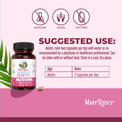 MaryRuth Organics Probiotic Beauty Capsules | Vegan Collagen Support | Anti Aging | Gut Health | Hair Skin and Nails Vitamins | Skin Care - PrimeBioHealth - canada supplements