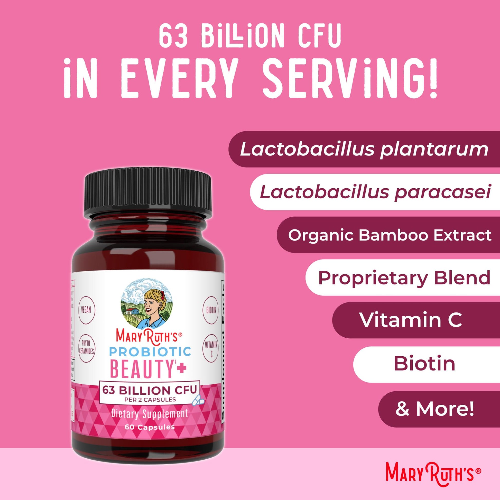 MaryRuth Organics Probiotic Beauty Capsules | Vegan Collagen Support | Anti Aging | Gut Health | Hair Skin and Nails Vitamins | Skin Care - PrimeBioHealth - canada supplements