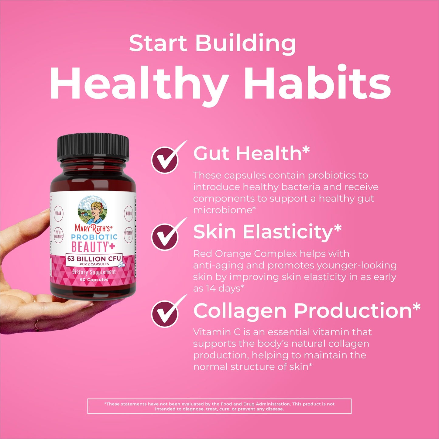 MaryRuth Organics Probiotic Beauty Capsules | Vegan Collagen Support | Anti Aging | Gut Health | Hair Skin and Nails Vitamins | Skin Care - PrimeBioHealth - canada supplements