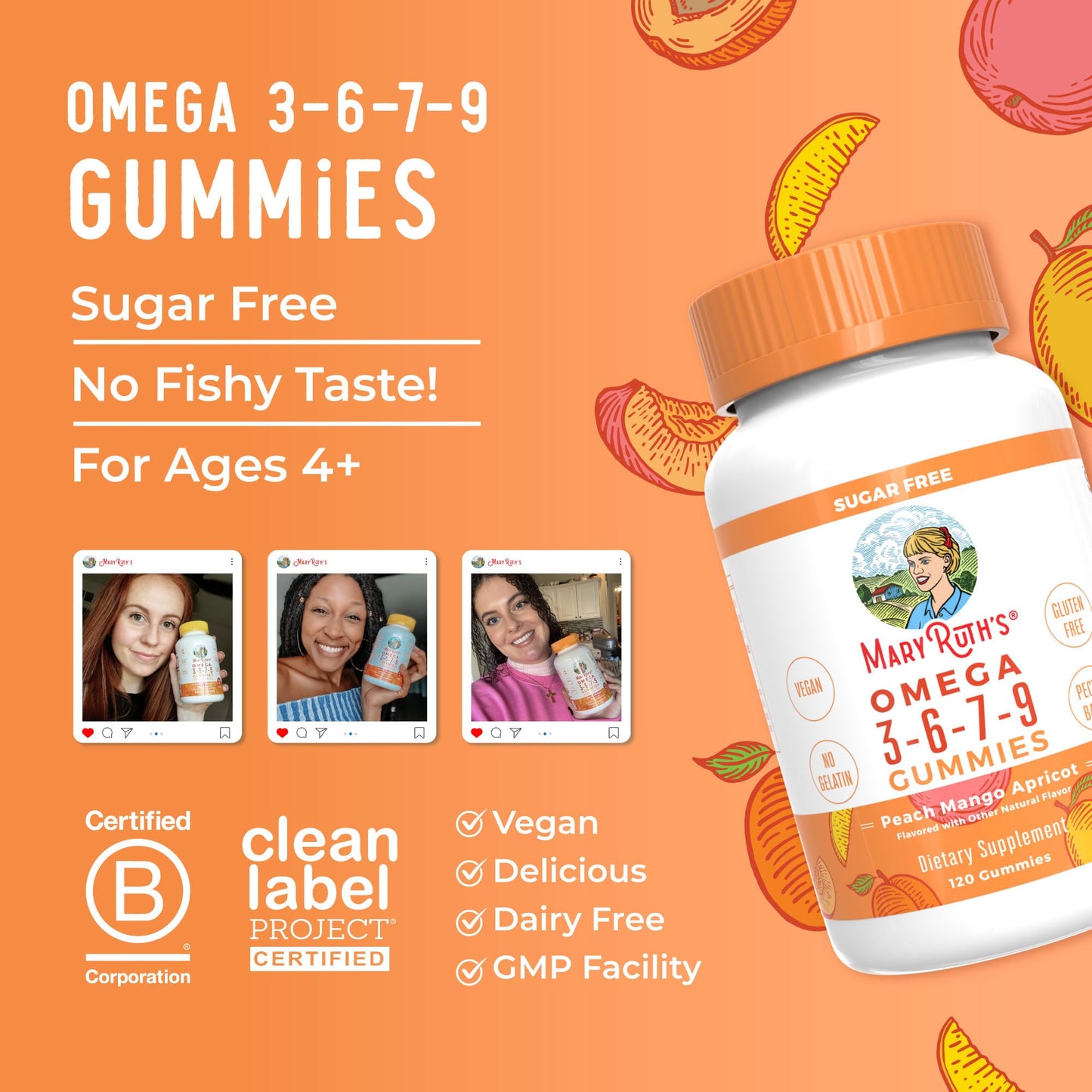 MaryRuth Organics Vegan Omega 3 6 7 9 Gummies | Up to 4 Month Supply | Omega 3 Supplement with Flaxseed Oil | Omega 3 Gummies - PrimeBioHealth - canada supplements