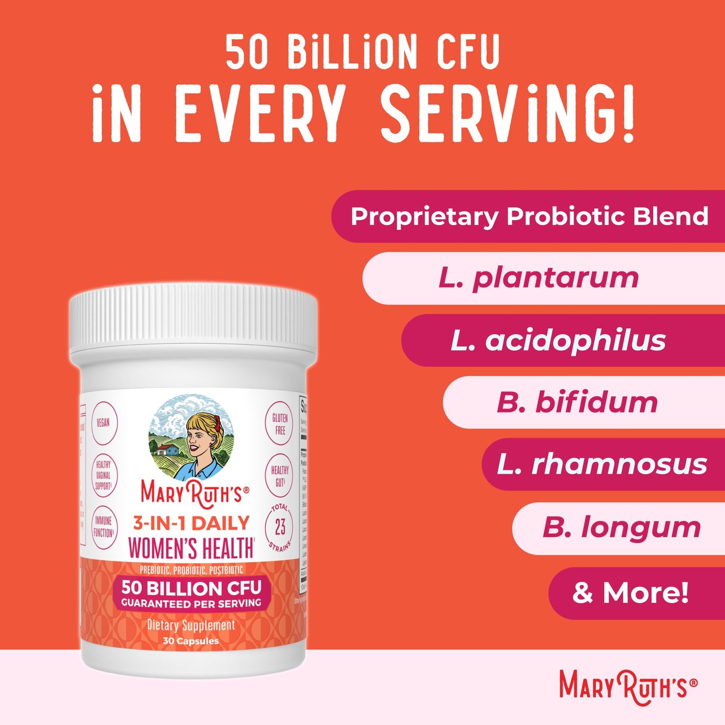 MARYRUTH'S 3-in-1 Daily Health Probiotics for Women | Hormone Support & Gut Health Supplement for Women | Women’s Probiotic - PrimeBioHealth - canada supplements