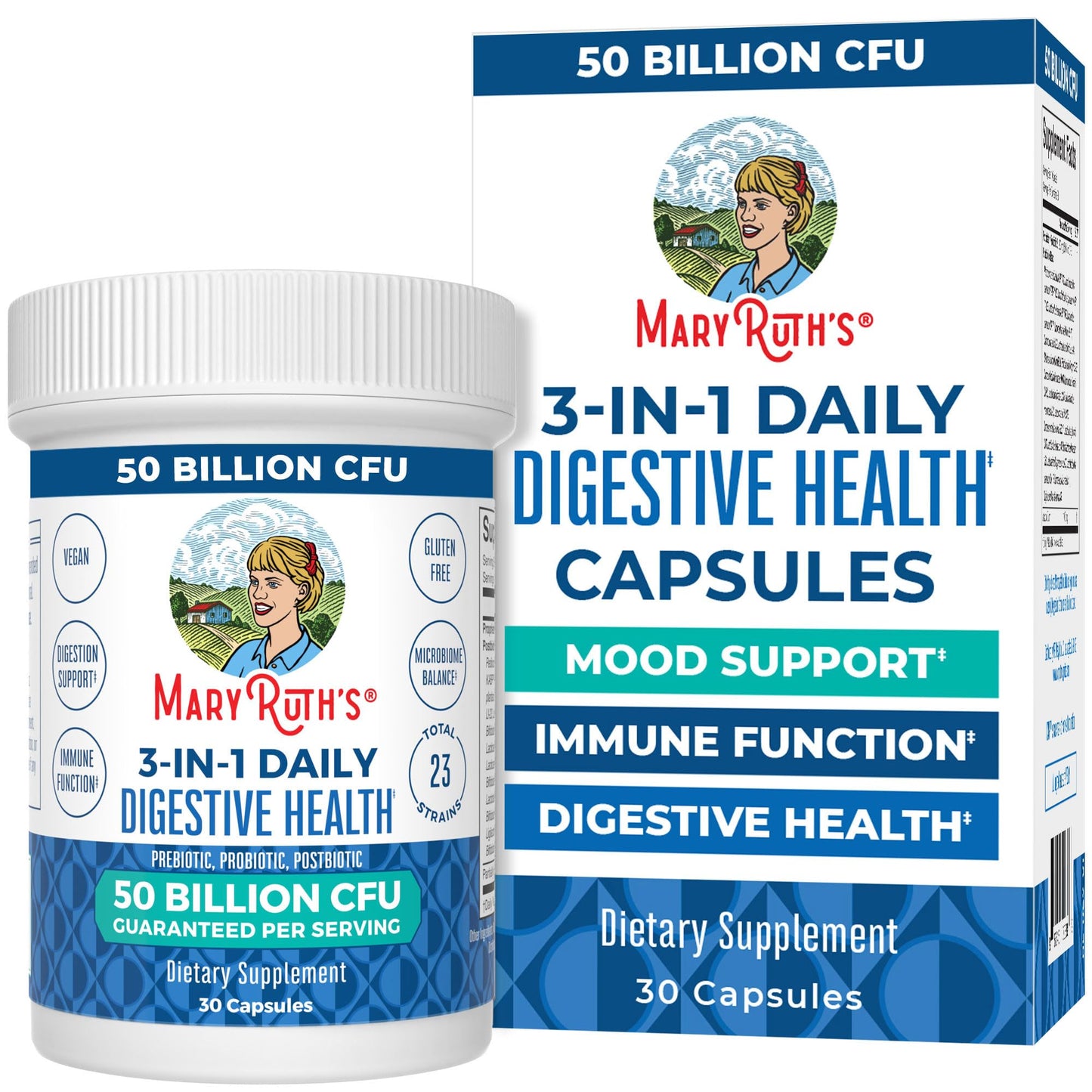 MARYRUTH'S 3-in-1 Probiotics for Digestive Health | Prebiotic & Postbiotic | Gut Health Supplement for Women & Men | 23 Unique Strains - PrimeBioHealth - canada supplements