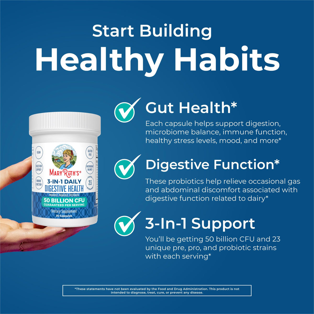MARYRUTH'S 3-in-1 Probiotics for Digestive Health | Prebiotic & Postbiotic | Gut Health Supplement for Women & Men | 23 Unique Strains - PrimeBioHealth - canada supplements